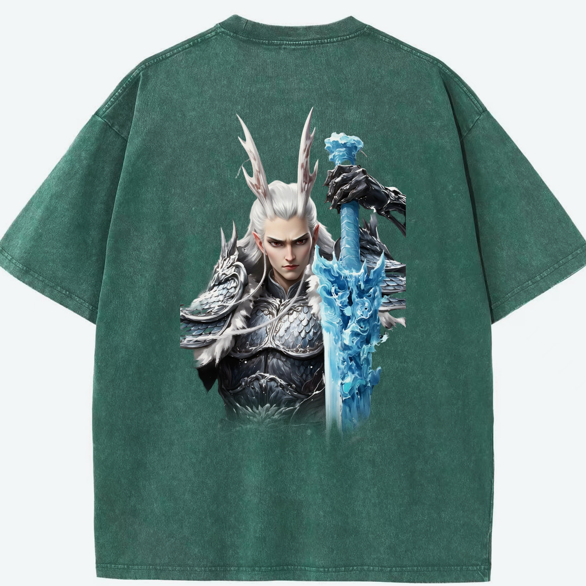 （画像用） Ne Zha 2 ナタ 魔童の大暴れ 綿100% ヴィンテージ風 半袖Tシャツ（背面プリント）